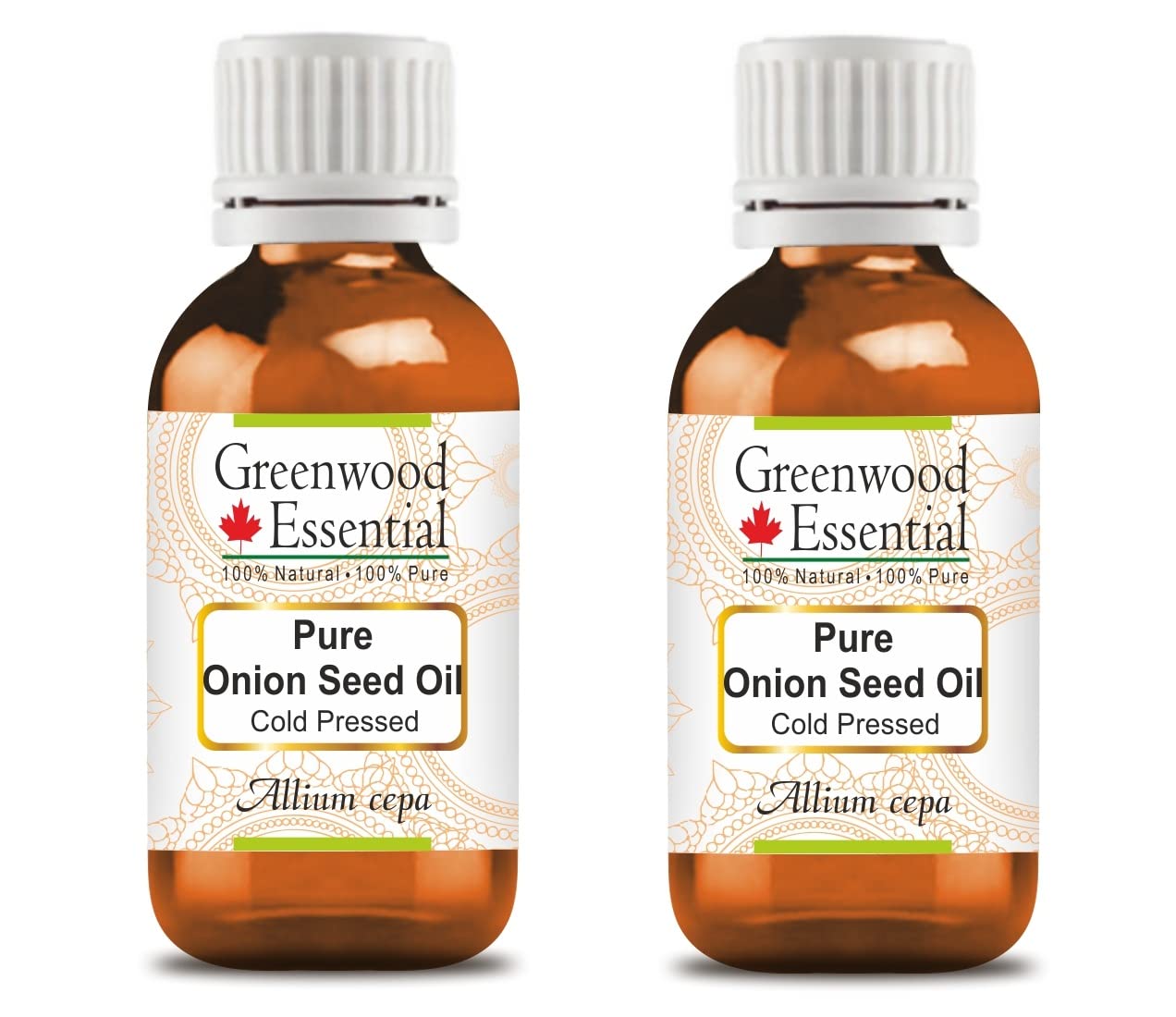 Greenwood Essential Pure Onion Seed Oil (Allium cepa) Cold Pressed (Pack of Two) 100ml X 2 (6.76 oz)