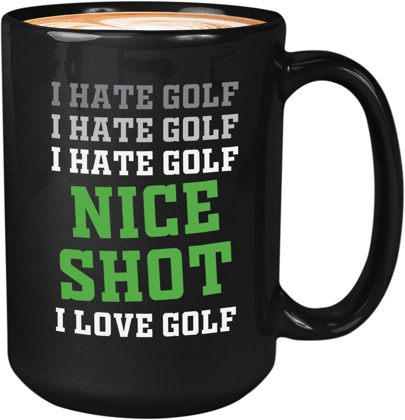 Bubble Hugs Golfer Coffee Mug 15oz Black - Nice Shot Love Golf - Golfer Golfing Humor Funny Golf Saying Newbie Golfers Clubs Course Birdie Sports