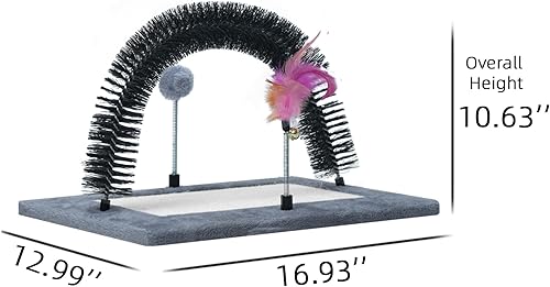 Miniatura 2 de Almohadillas rascadoras multifuncionales para gatos de interior, almohadillas para rascar con juguetes de plumas y cepillo de autoaseo, muebles para