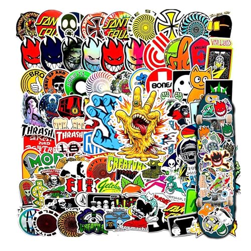 SDHM99 100Pcs Skateboard Stickers Skateboading Pack Stickers for Suitcase Skateboard Laptop Computer Water Bottles Car Teens Boys Girls Decal Waterproof Sticker