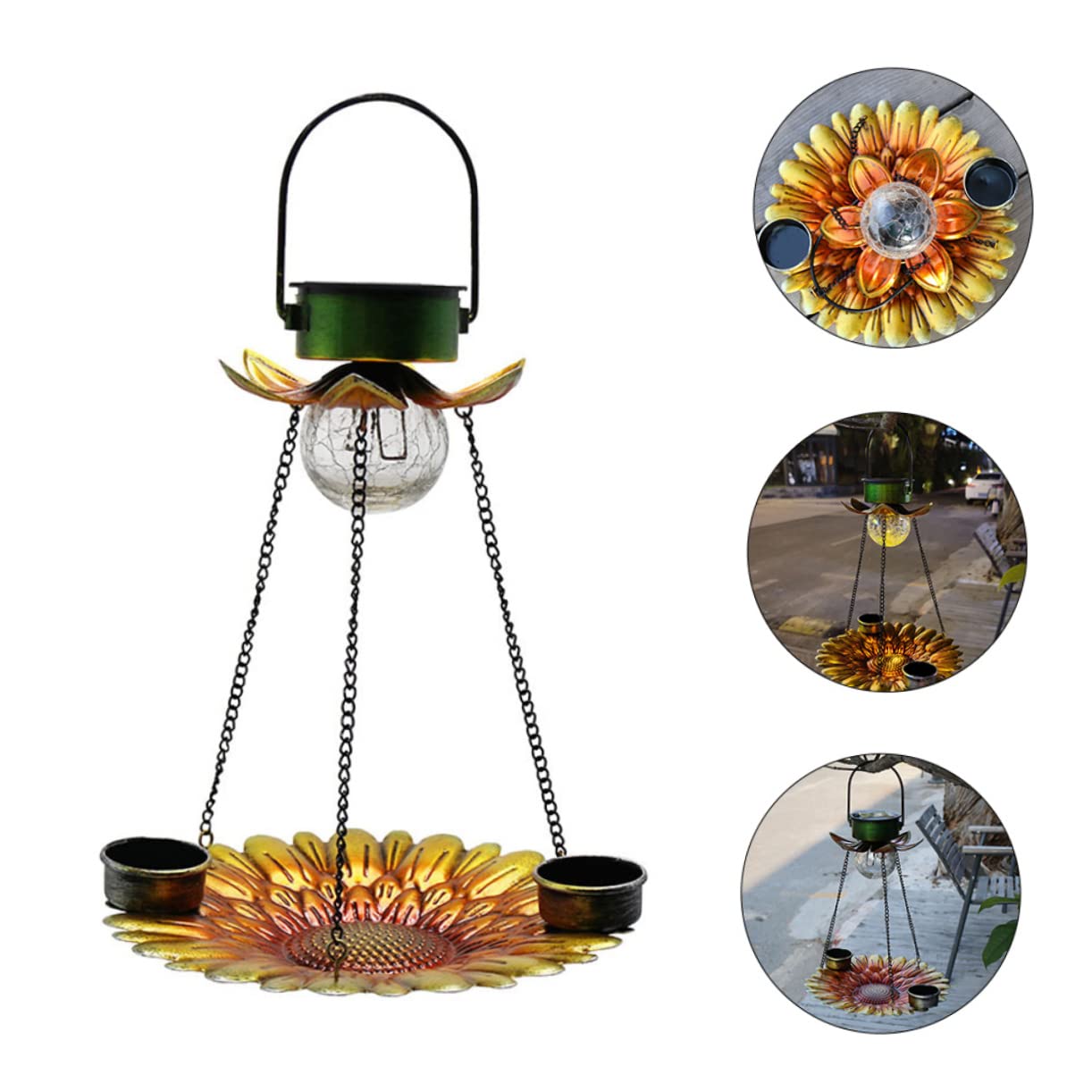Solarbetriebener Vogelhäuschen mit Kreativer und Dekorativem Lampendesign Hängender Futterspender für Kleine Vögel im Garten für Kanarienvögel und Papageien