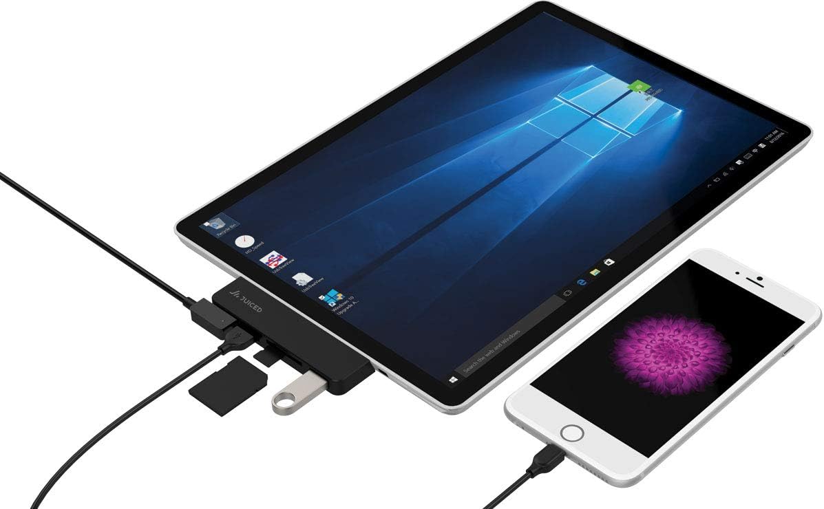 Juiced SystemsSurface 3 | 5 in 1 Adapter with Power delivery | 2X USB 3.0 Ports | 1x Micro SD Input | 1x SD Input | 1x Micro USB Charging Input
