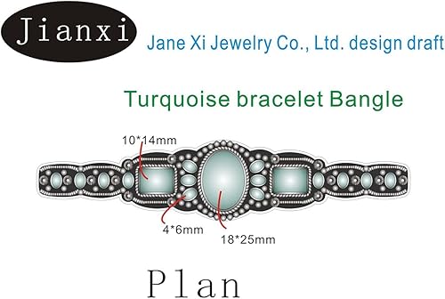 Miniatura 8 de Pulsera de turquesa comprimida con base chapada en rgentium antiguo para mujer, joyería de moda