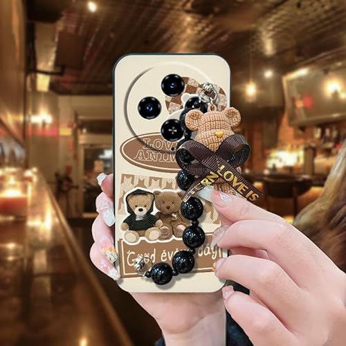 Phone Case Compatible with Oukitel C5 2025, silicone Cartoon Black pearl pendant cute Bear bracelet Anti-knock Back Cover Waterp