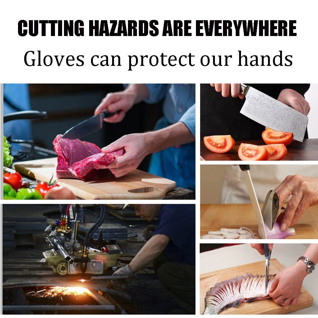 WXYZ 316 Guantes Resistentes al Corte de Alambre de Acero, Guantes de Trabajo de Seguridad Ajustables de Pulsera, protección de Nivel 5 (Size : 2pcs/XL)