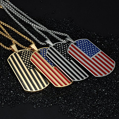 Apopo US Flag Dog Tag Necklace Stainless Steel Pendant2