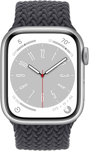 Miniatura 2 de Apple Watch Series 8 (GPS, 1.614 in) - Caja de aluminio plateada con bucle solo trenzado medianoche (renovado)