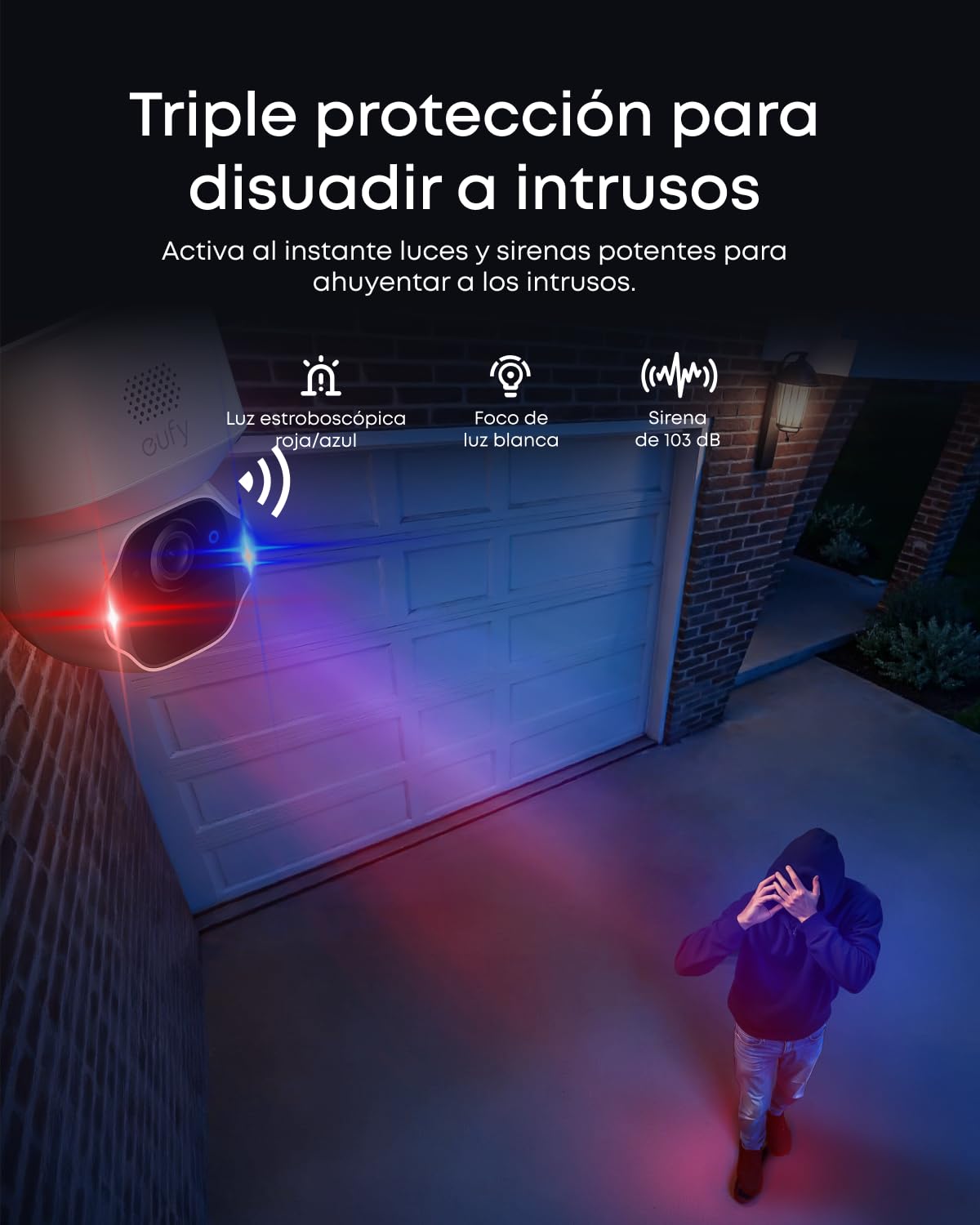 eufy Security eufyCam E42 Camara vigilancia WiFi Exterior Solar, Giro de 360°, Seguimiento con IA, resolución 4K, inalámbrica, sin Costo mensual