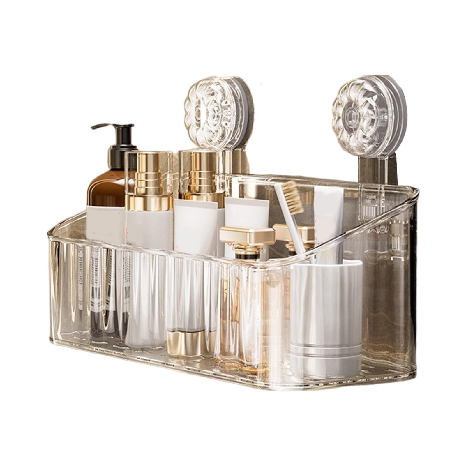 Elnwnnkc Rotating Pattern Suction Shelf for Bathroom Countertop Space Saving Cosmetic Organizers Without Holes Required Bathroom Shelf