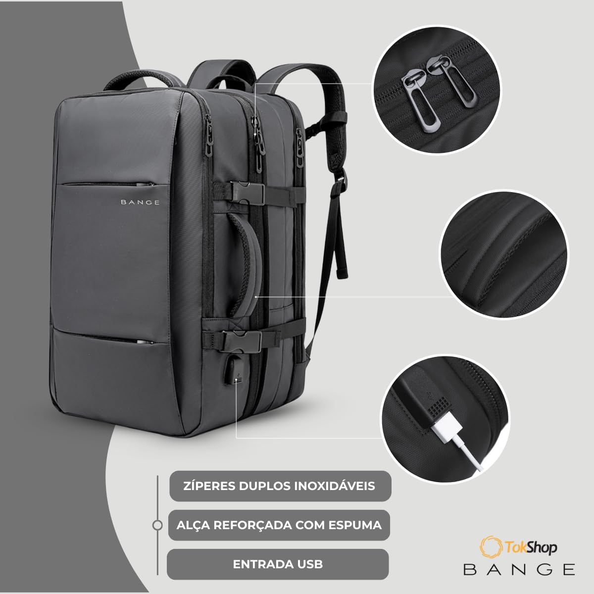 BANGE Mochila Executiva Masculina Reforçada de 40L Expansível Antifurto Impermeável para Notebooks de Até 17.3 Polegadas em promoção! Veja a oferta e mais achadinhos de Mochilas & Pastas Masculinas 5 Hoje é o melhor dia para comprar BANGE Mochila Executiva Masculina Reforçada de 40L Expansível Antifurto Impermeável para Notebooks de Até 17.3 Polegadas com aquele preço maroto! Promoção! Aproveite a oferta! 5