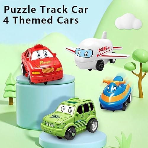 Miniatura 2 de Uncrest Puzzle Racer, Uncrest Puzzle Racer - Juego de pistas de coche para niños, juego de pistas de autos para niños, juego de rompecabezas de