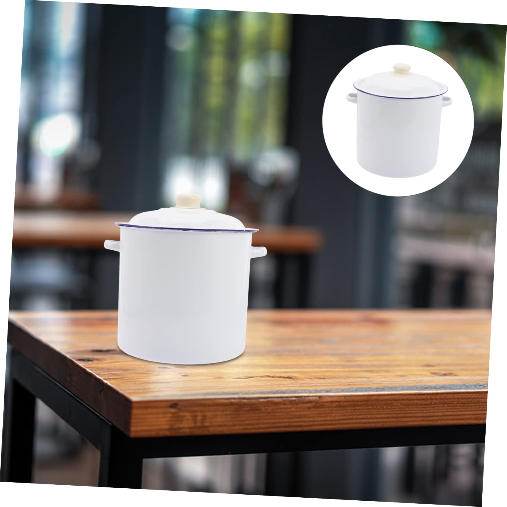 NAMOARLY Enamel Bucket White Enamel Tubs for Outdoor Waste Water Kitchen Rice Holder Lab Home Use