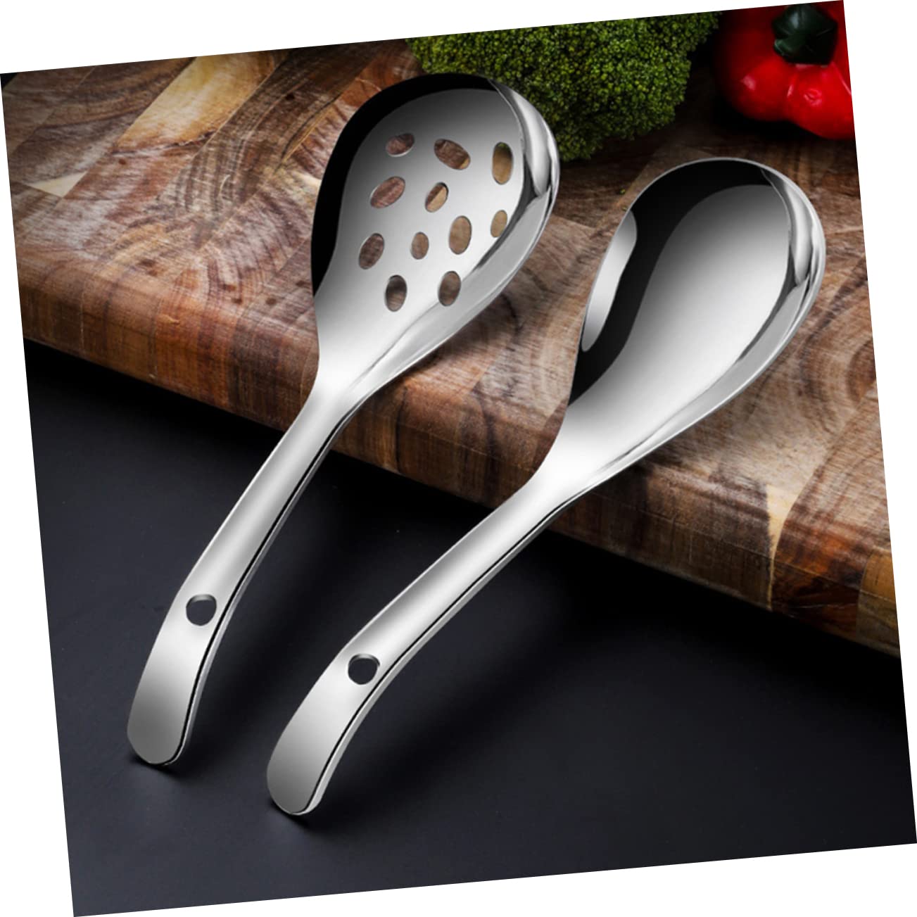 OFFSCH Quality Stainless Steel Serving Spoons Rice Ladle Daily Use Slotted Utensils Easy to Carry