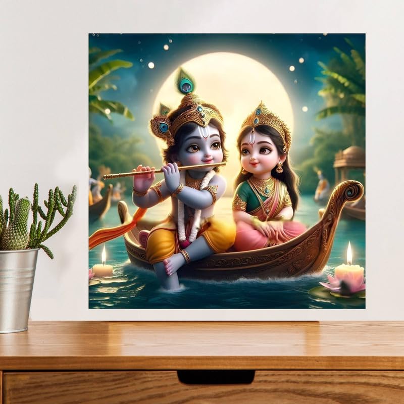 Image of British Terminal Cute little Bal Gopal Baby God Krishna| Kanha Ji | Laddu Lord Makhan Chor Painting Religious Poster for Pregnant Women for wall (matt thin vinyl,sticker,multicolor,unframed)| bj296