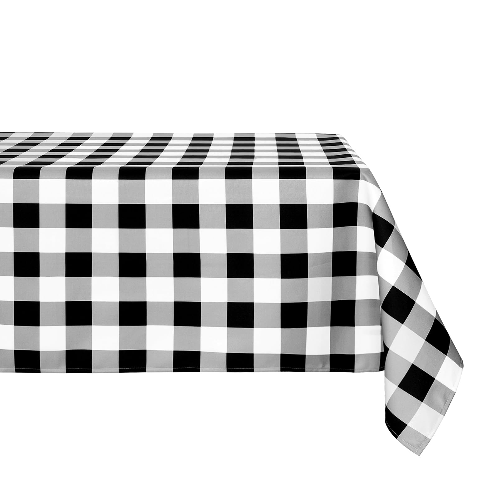 3E Home Black Gingham Tablecloth 140x140cm, Polyester Checkered Tablecloth, Spillproof and Wrinkle Resistant Wipe Clean Plaid Square Table Cloth for Outdoor and Indoor