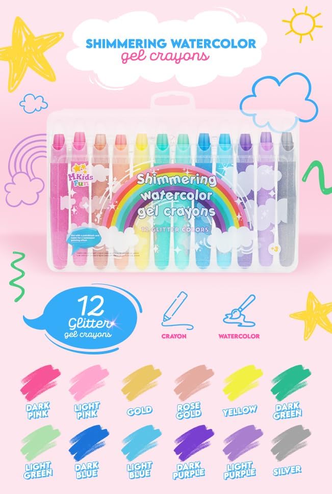 Miniatura 5 de Lápices de gel para acuarela, nueva fórmula actualizada. 12 crayones brillantes, lavables, no tóxicos, retorcidos, efecto de acuarela, color pastel,