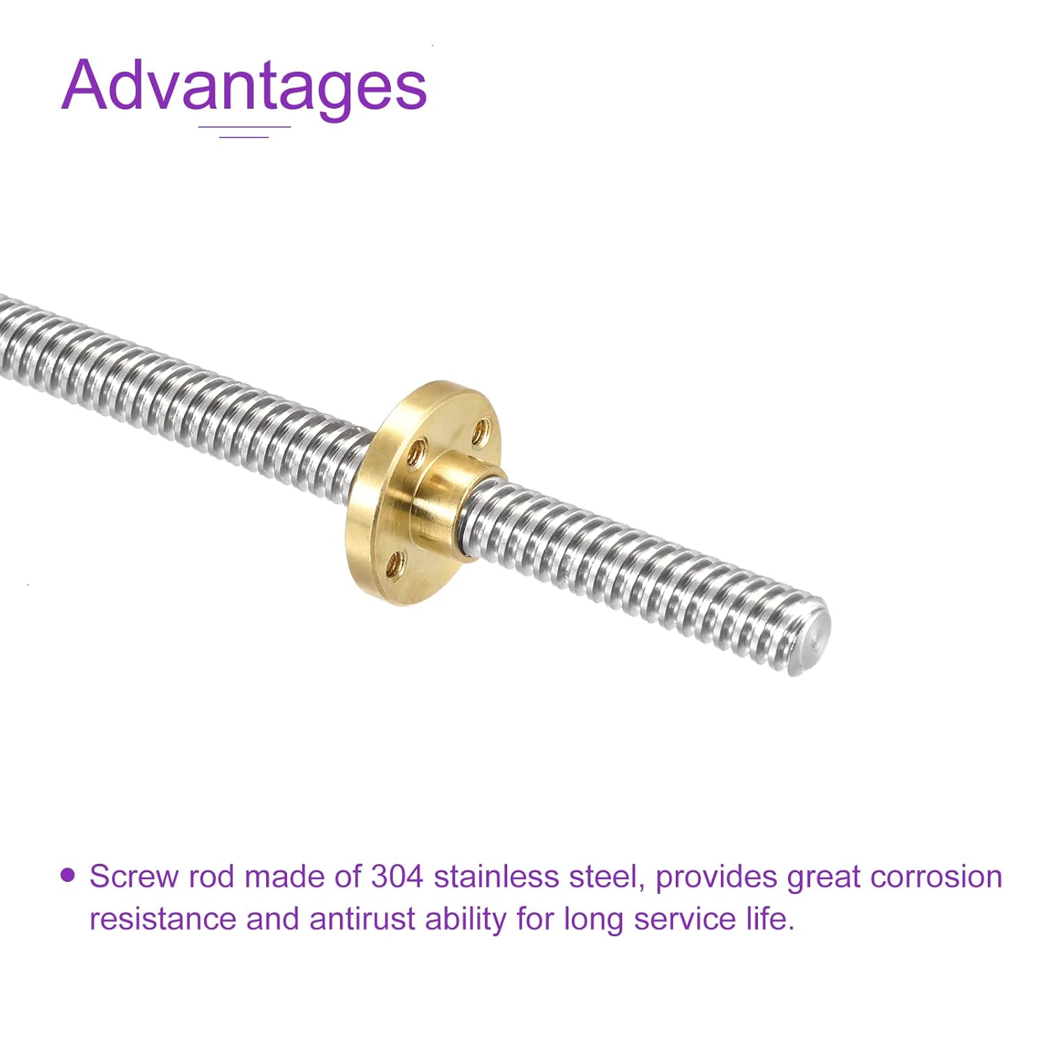 DMiotech 550mm Fully Thread Rod T8x4mm Lead Screw with Brass Nut Kit for 3D Printer, CNC Machine