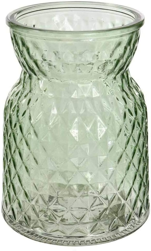 Textured Green Glass Flower Bud Vase Jar Home Decoration Decor Ornament