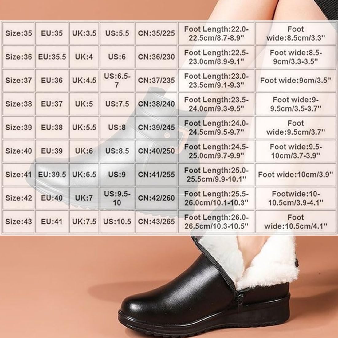 Botas ortopédicas de lana de piel auténtica con hebilla de metal para mujer