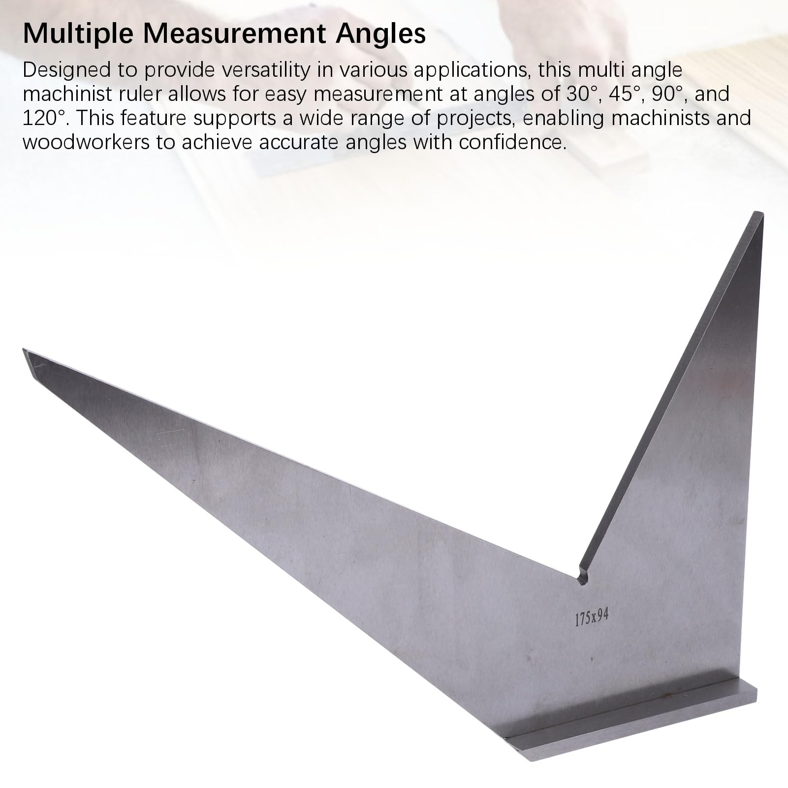 Équerre de Machiniste en Acier au Carbone avec Base, Règle de Mesure Multi-angles 30°, 45°, 90°, 120°, équerre de Menuiserie de Haute Précision pour la Mesure des Pièces