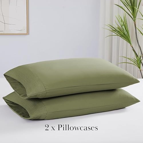 Miniatura 5 de Southshore Fine Linens - Vilano Springs - Par de fundas de almohada plisadas, color verde salvia, estándar (Queen)