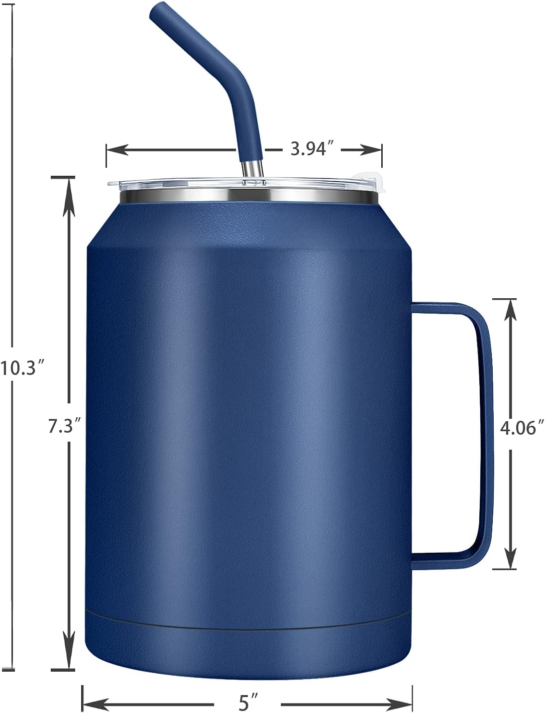 Zenbo 50 oz Mug Tumbler – Stainless Steel Vacuum Insulated Mug with Handle,Lid and Straw,Keeps Drinks Cold up to 36 Hours – Sweat-Proof Body, Dishwasher Safe - Image 5