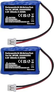 2-Pack 260mAh BP20R Battery for Dogtra Receiver 175NCP, Receiver 200NCP, Receiver 202NCP, YS-200 Collar, 35AAAH3BMX, 280NCP 282NCP dog training collar, 210NCP Collar