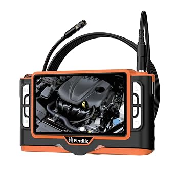 Triple Lens Endoscope Camera with Light,7 "IPS Screen Sewer Camera,1920 P HD 8 mm Snake Camera,8+2 Adjustable LED Lights, 16.5FT Semi-Rigid Cable,5200 mAh with Pipelines,Walls,Pipe HVAC32GCard
