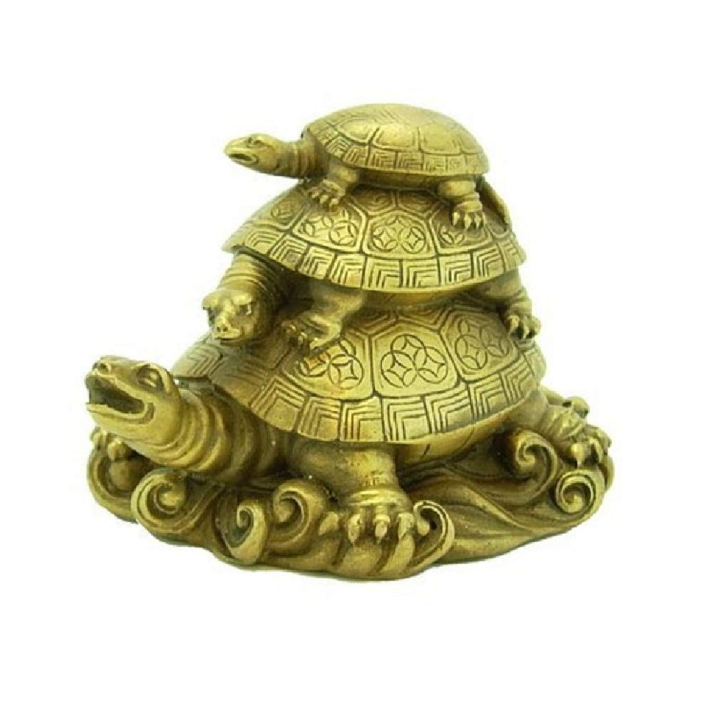 Tortue Fengshui triple en polyrésine Aashita Creations pour la chance et Vastu