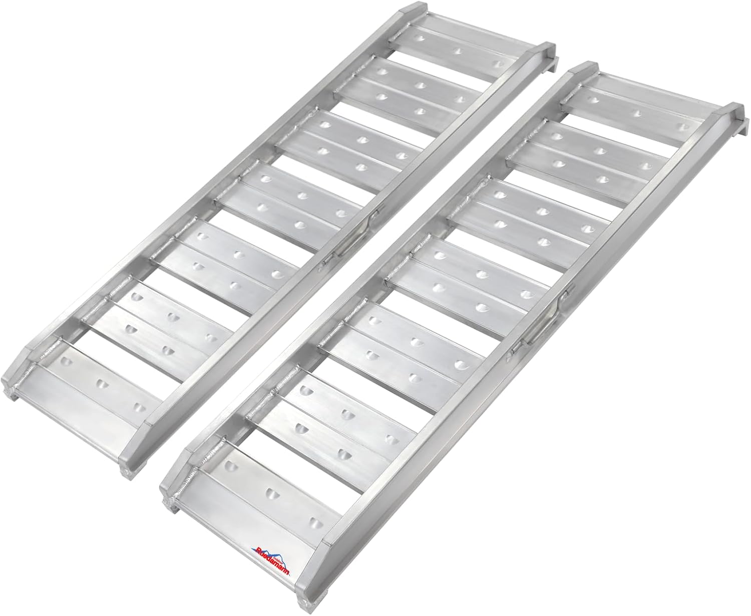 Ruedamann 4Ft Aluminum Loading Ramp 3520 Lbs Capacity, Hook End Car Ramp with Load Straps for ATVs, Motorcycles, Mowers, Carts, Pack of 2 4FT (Usable Height Below 13.8")