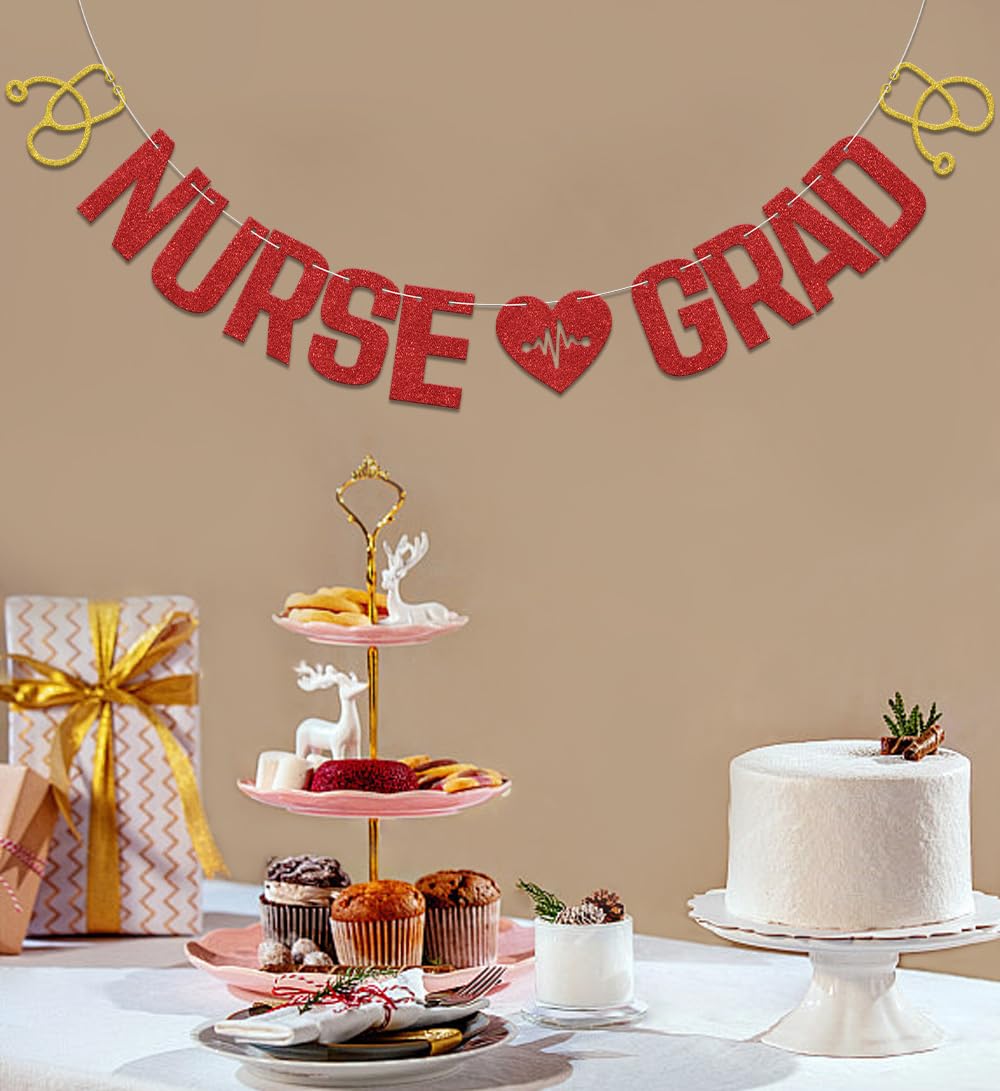 Nurse Grad Banner, Congrats RN BSN Party Decoration, Future Nurse, Nurse Graduation Party Decorations - Image 3
