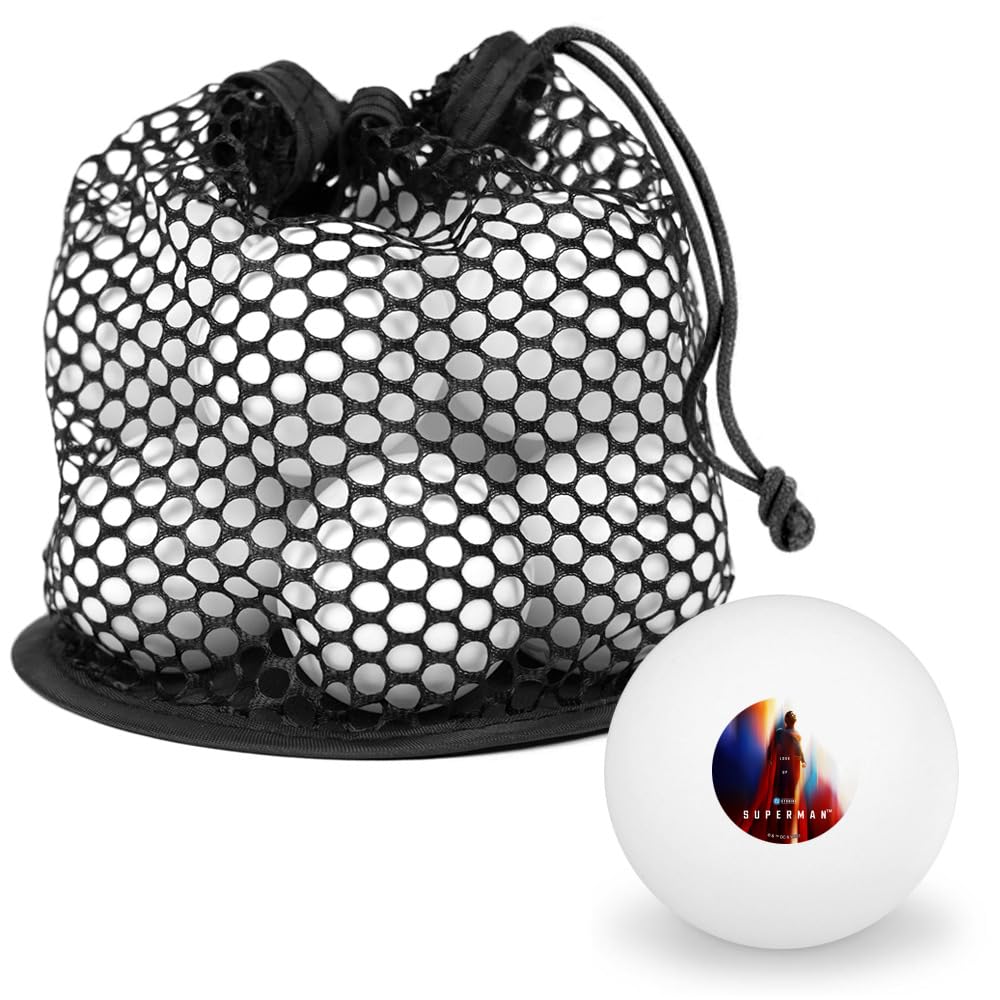 GRAPHICS & MORE Superman 2025 Poster Novelty Table Tennis Ping Pong Ball 12 Pack with Storage Bag