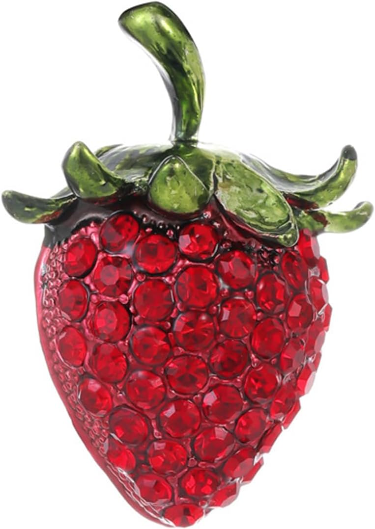 Dreuyet Strawberry Brooch Pin for Women Rhinestones Red Strawberry Brooch Cute Enamel Fruit Laple Pins Dainty Elegant Christmas Wedding Birthday Holiday Decor Jewelry