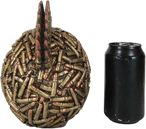 Miniatura 4 de Ebros Gift Steampunk - Carcasa de munición de la Guerra Mundial con calavera morphing de color dorado con conchas de bala punk Mohawk, figura de 8