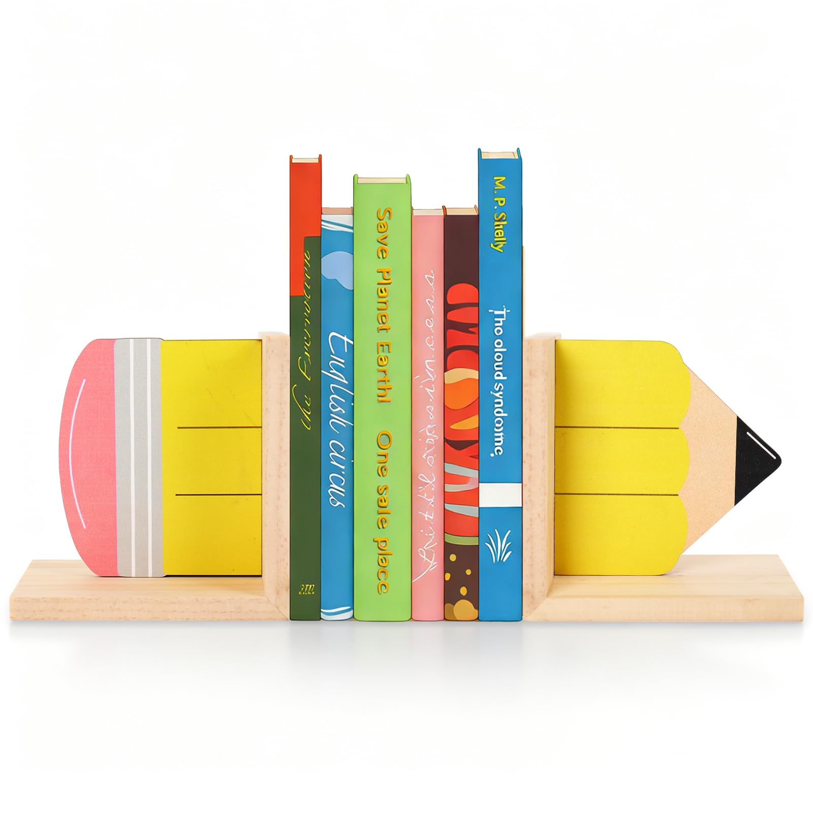 Sujetalibros de madera para habitaciones infantiles y estanterías de estudio en casa