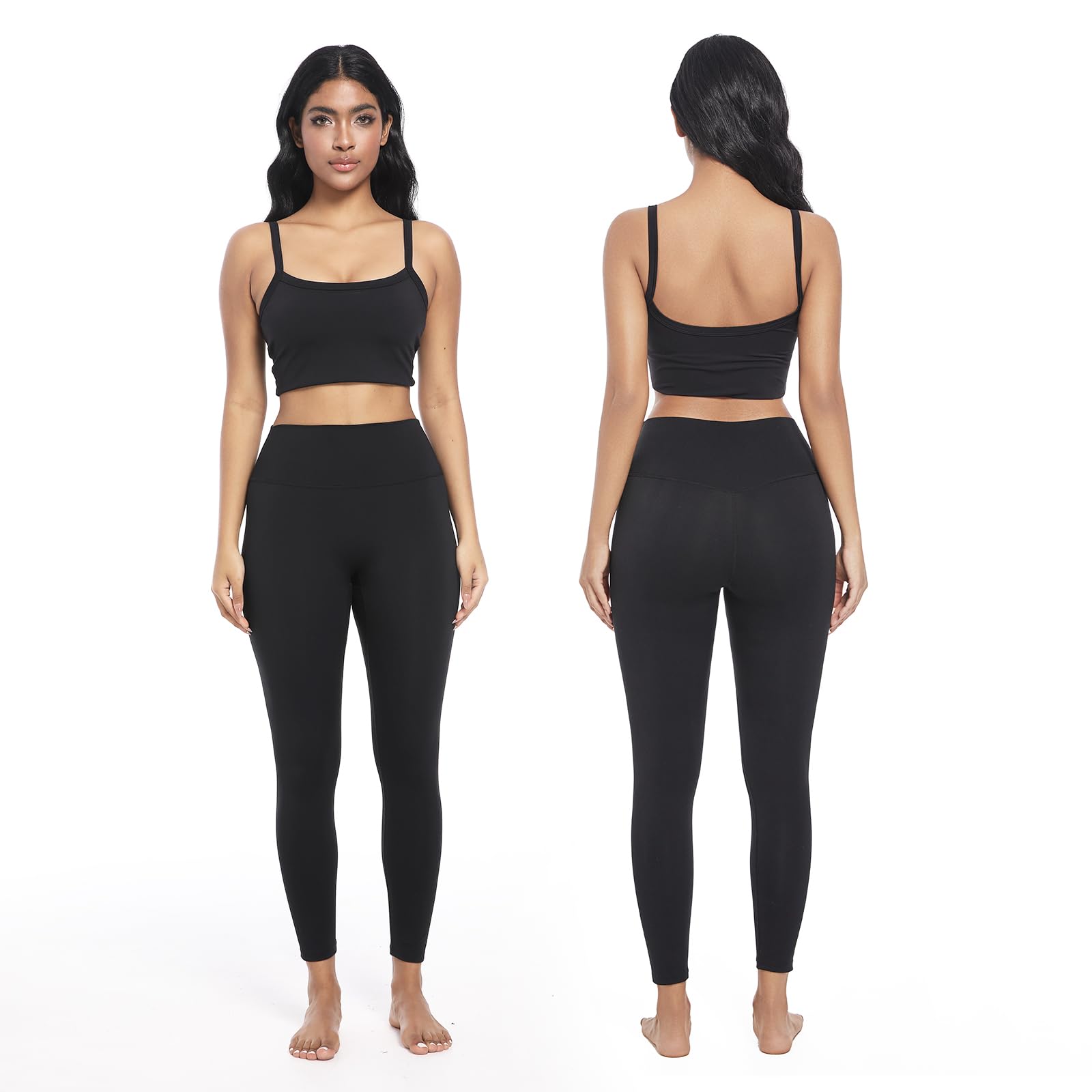 GPY Women's Compression Leggings, Yoga Pants, Butt Lifting, Seamless, High Waist, Tummy Control, Stretchy, Shapewear Black