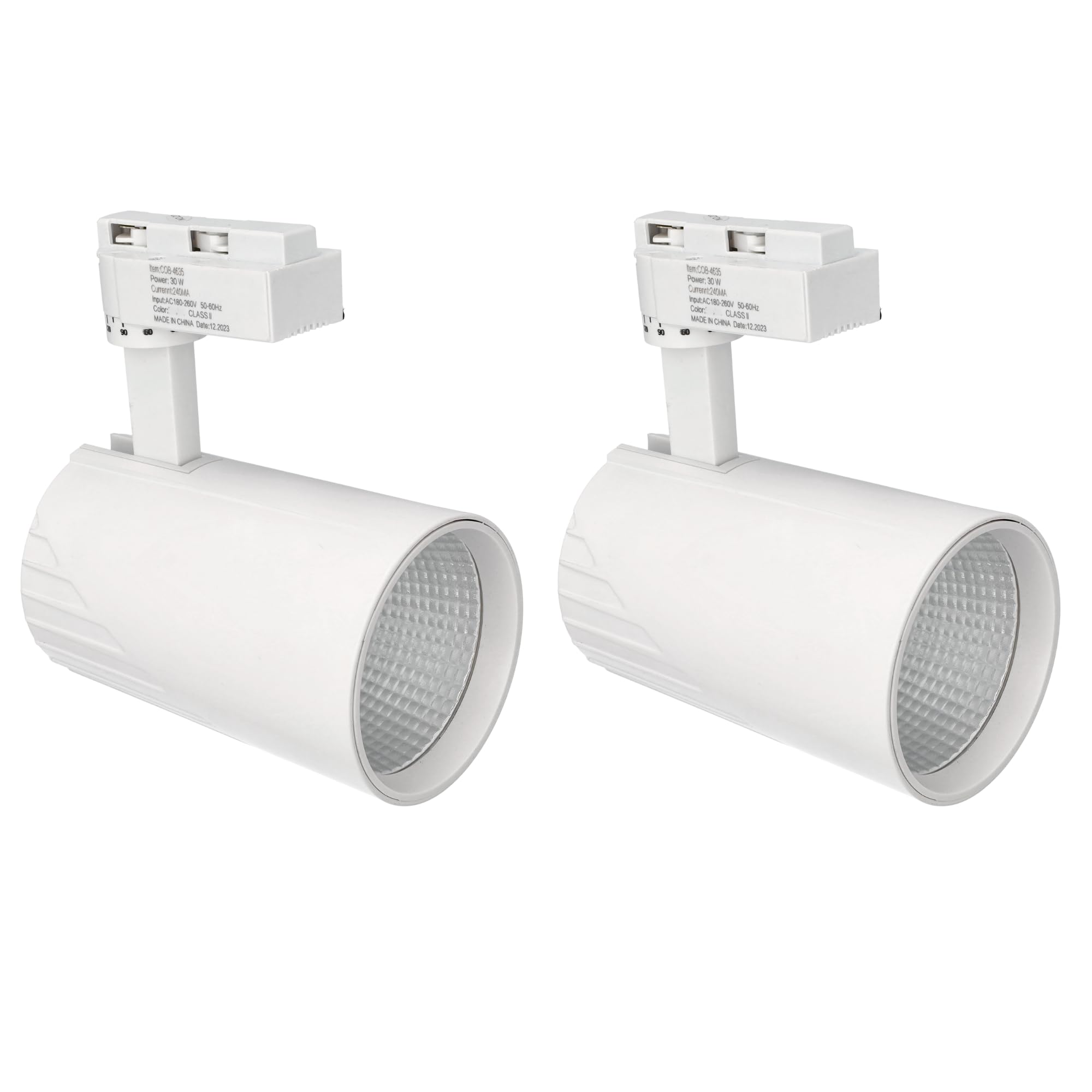 Jandei - Pack x2 Foco Techo Led Carril 30W, Blanco Neutro 4200K, 3000 Lúmenes, 185V-265V AC Monofásico, Aluminio Vestidor, Escaparate, Tienda, Oficina. Color Blanco