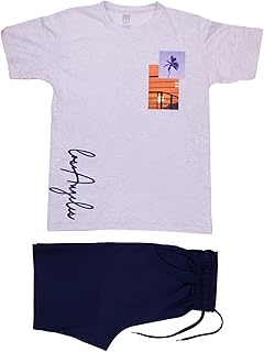 طقم بيجامة للأولاد مكونة من تيشرت نصف كم مطبوع بأشكال وشورت من بابيلون، قطعتين