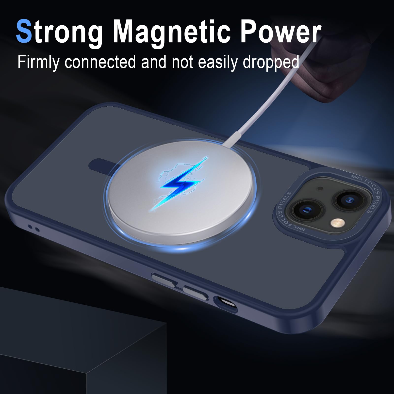 XTCASE Cover Magnetica per iPhone 13 [Compatibile con MagSafe], Custodia Traslucida Opaca Posteriore Resistente ai graffi TPU Bumper Antiurto Sottile Protettiva Case, Blu