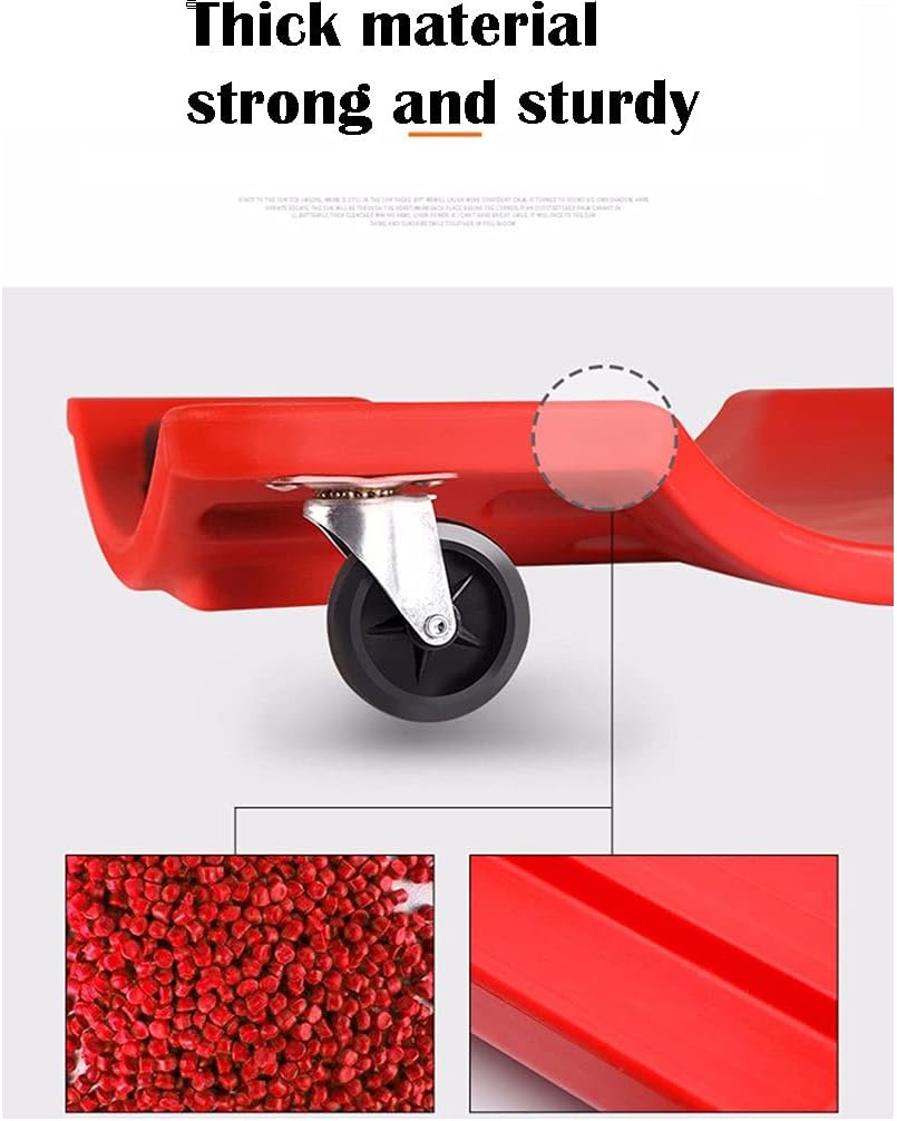 ARCH Car Creeper Board， Workshop Garage, Mechanic Creeper with Soft Leather Sponge Headrest and Portable Lifting Handle, 2 Storage Compartments (Color : Red, Size : 36inch)