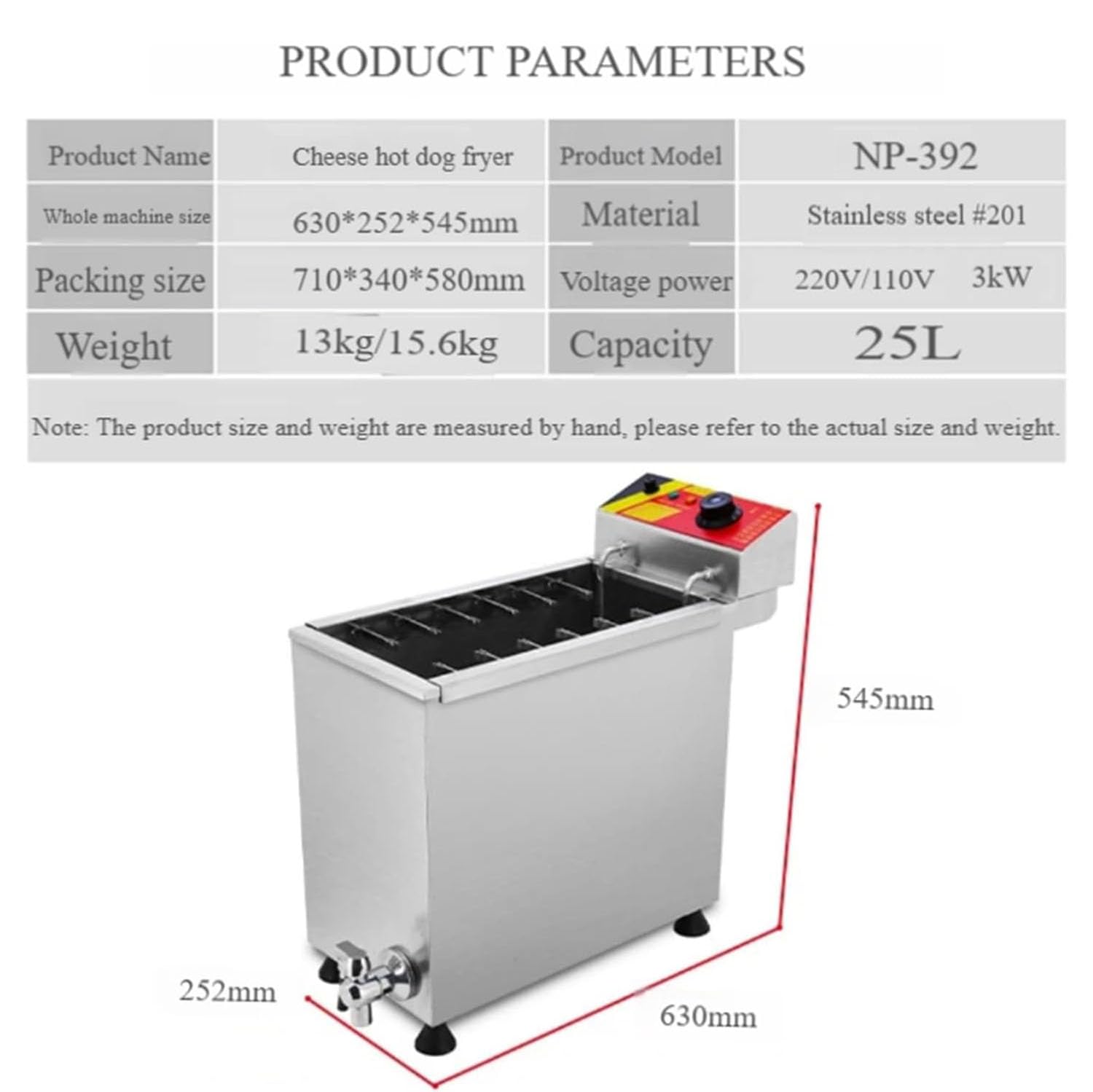 Macchina per Produrre Bastoncini Macchina Hot Dog Commerciale capacità 25 Litri Con 12 Ganc Friggitrice Gas Professionale Friggitrice per Ristorante,Cucina Domestica, Snack Bar