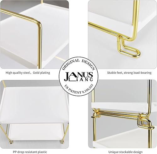 Vista 5 de Organizador de 2 niveles para encimera de baño, organizador de perfumes, estante de maquillaje, bandeja de almacenamiento o estante de especias