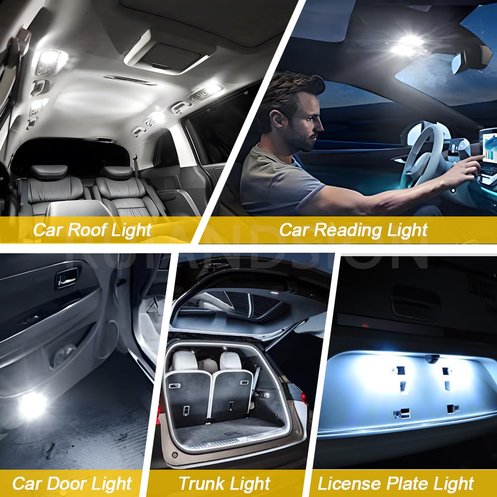 10 szt. LED Ruiandsion 31mm 6-30V Canbus 400lm 6000K biała | Szerokie napięcie 6–30V, bez polarności, dekoder Canbus bez błędów do wnętrza auta