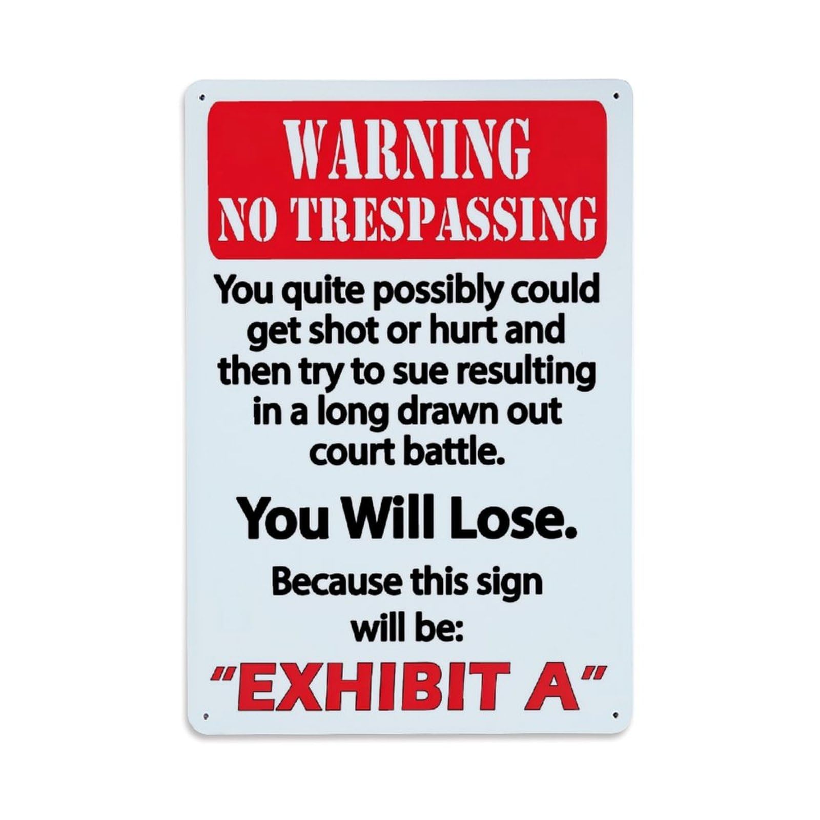 Nestemfo Vintage Warning No Trespassing Sign Print Tin Sign Metal Sign, Living Room,Bar, Home, Bedroom Wall Decor,Retro Metal Poster 8X12 Inches