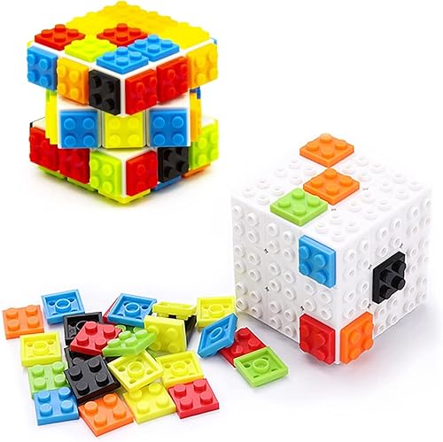 TRUPROD24 - Rubix Cube Lego Design 3x3 Brick Magic Rubix Cube compatible con Lego 54 piezas de colores regalos creativos para adultos y niños blanco