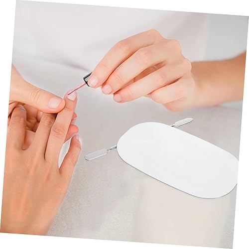 NOLITOY 3sets Stainless Steel Makeup Palette Nail Salon Supplies Palette Manicure Mixing Plate Foundation Mixing Tray Blending Plate for Manicures(Silverx3pcs,12.6x7.5x0.3cmx3pcs)