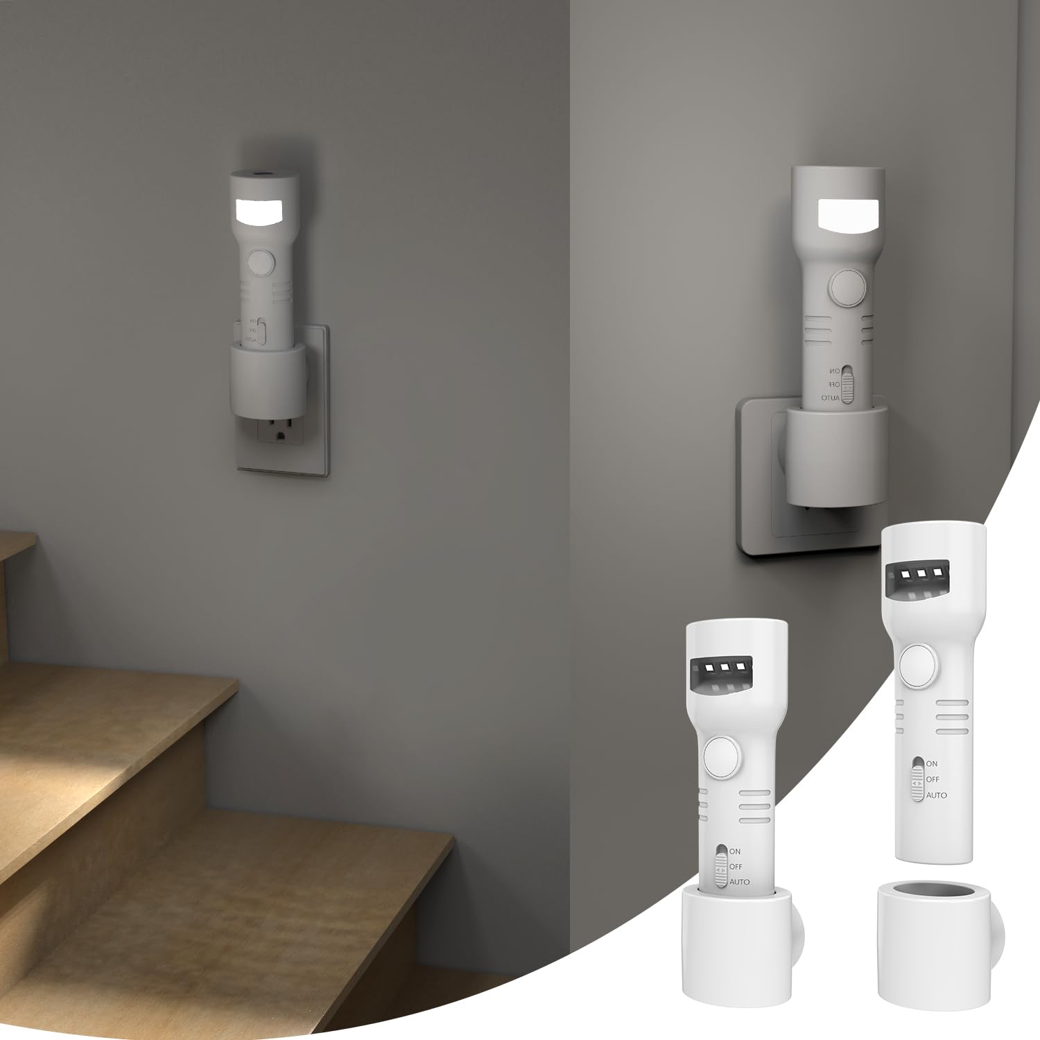 Motion Sensor Night Light 4 in 1 LED Rechargeable Plug in Flashlights Nightlight LED Emergency Power Failure Night