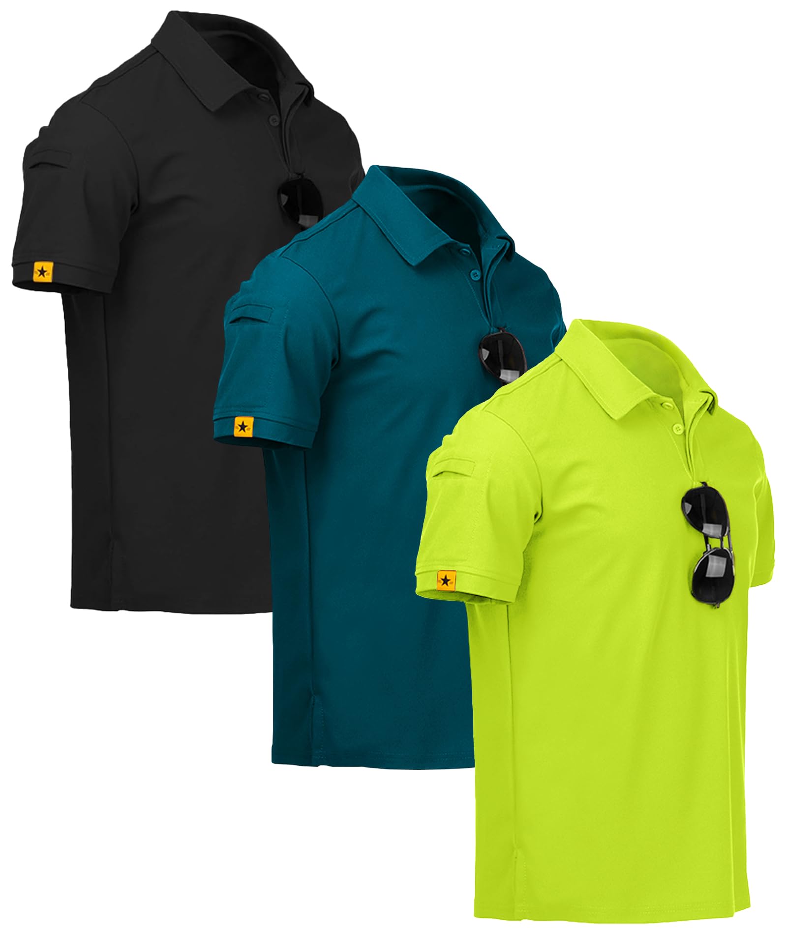 ZITY 3 Pack Mens Polo Shirt Short Sleeve Sports Performance Business Casual Golf Shirts for Men Collared Tactical T-Shirts