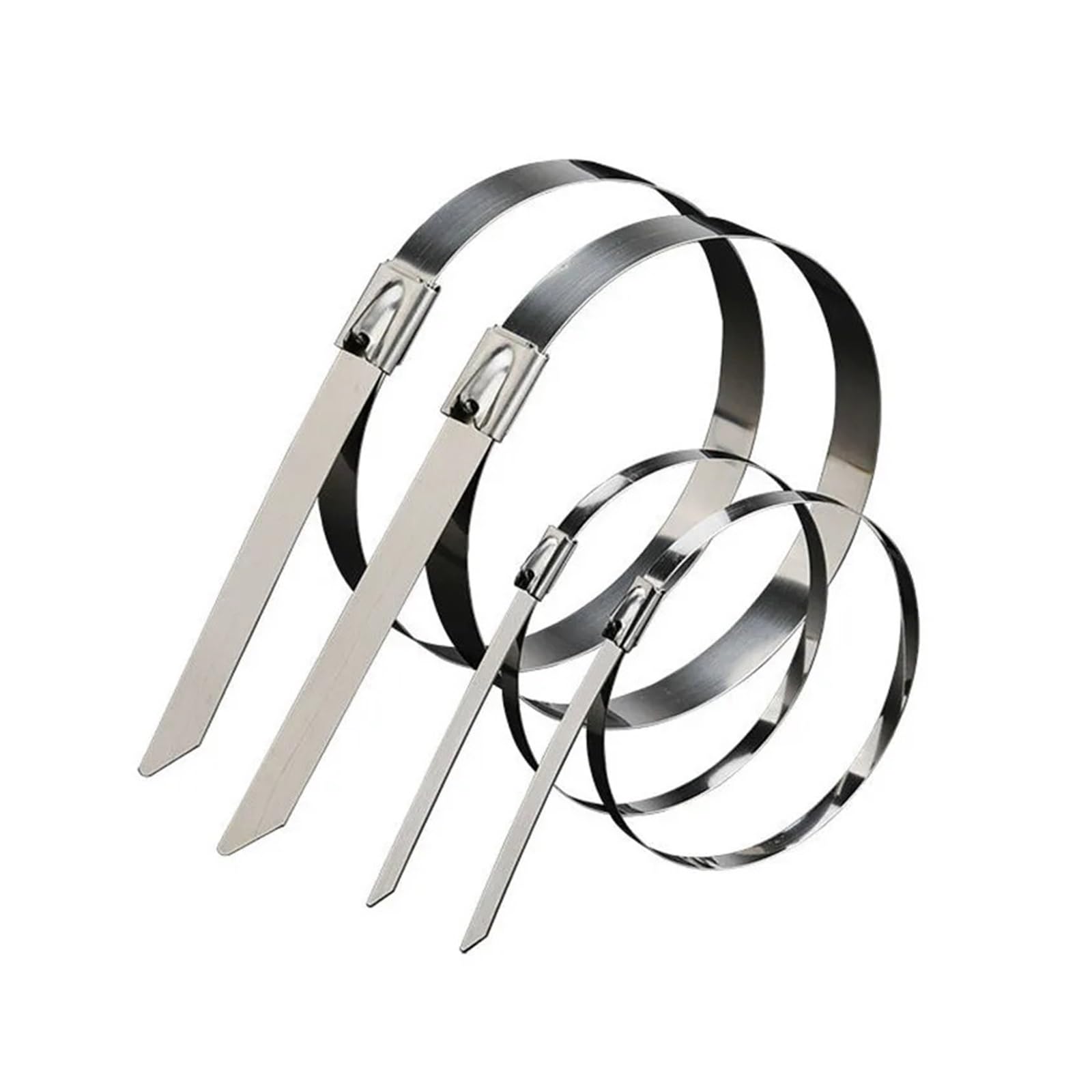 10 mm selbstsichernde Metall-Kabelbinder aus 304-Edelstahl, 100 Stück Mehrzweck-Kabelbinder für die Auspuffumwicklung(10x600mm)