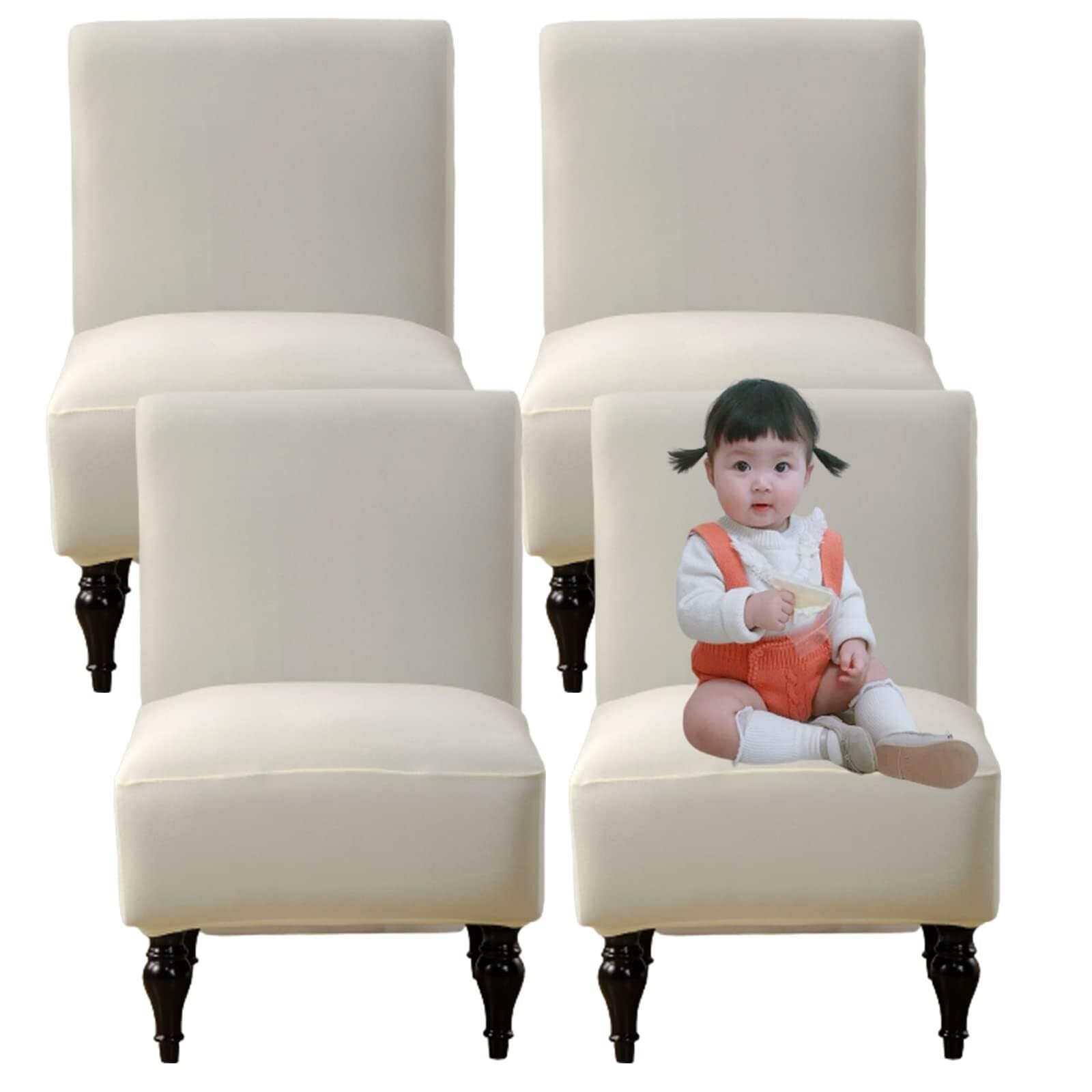 NMVAWIPT Armless Chair Slipcovers Stretch Accent Covers Removable Washable Anti-Dust Protector Furniture Without Armrests(#6,4pcs)